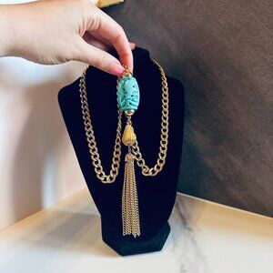 Tibetan Dorje Tibetan Double Dorje with a carved piece of faux Turquoise